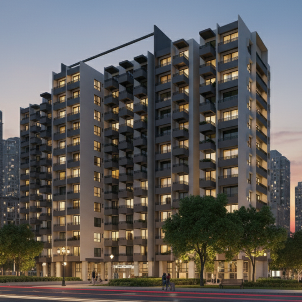 Barakah Condominium entrance facade with modern architecture and landscaped frontage
