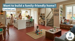 family-friendly home design open living room Dhaka