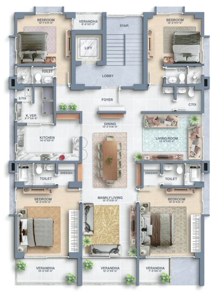 Karim's floor plan at Jolshiri Abashon by TASK DNC