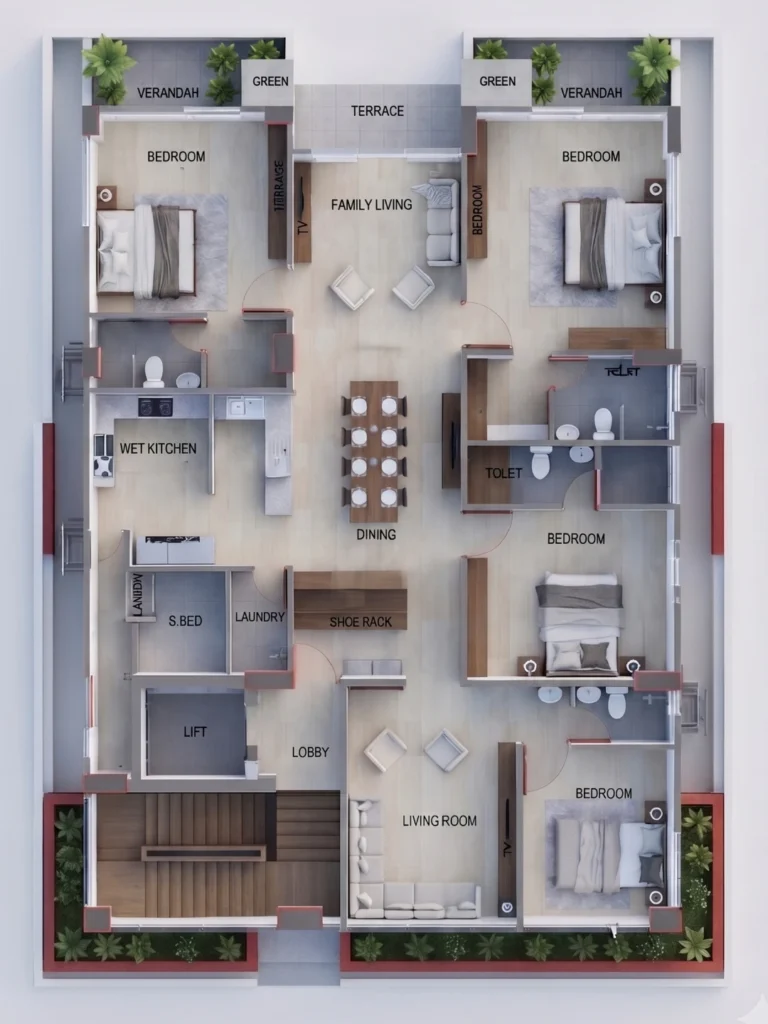 Saroar's Floor Plan layout at Jolshiri Abashon designed by TASK DNC