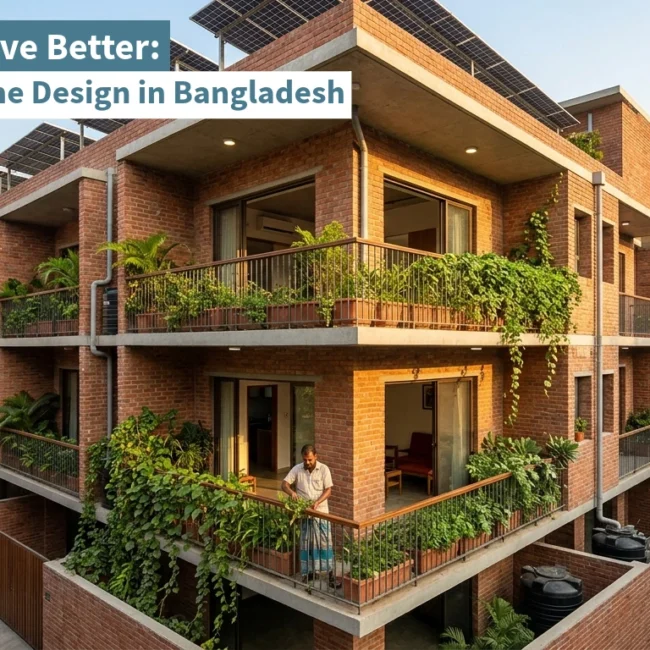Sustainable home design Bangladesh — green roof and biophilic design in Dhaka, Task Design & Consultancy